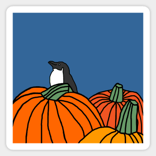 Cute Penguin and Three Pumpkins Sticker